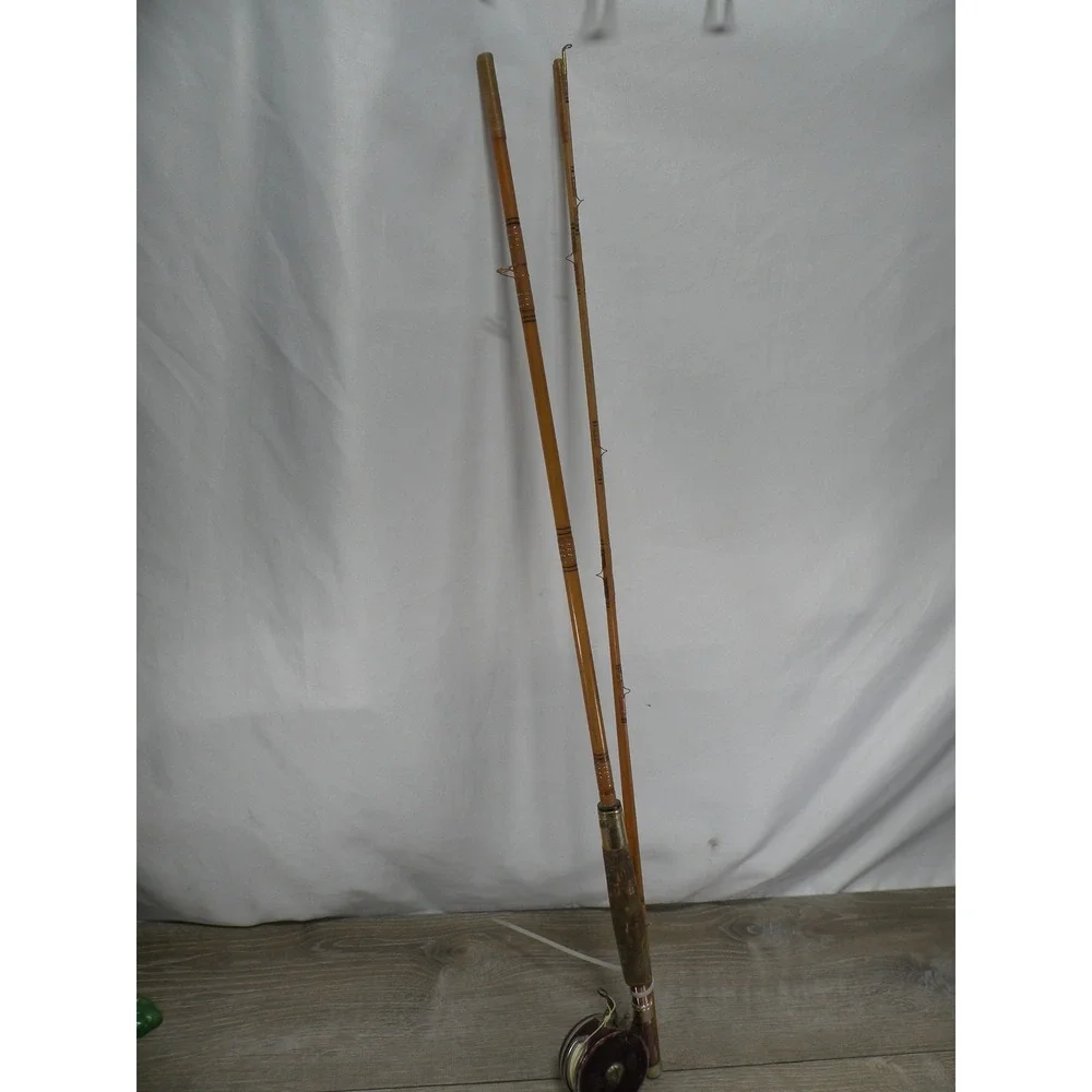 Vintage Heddon Golden Mark 50 Fiberglass Fly Rod 9ft & Oren-O-Matic Spincast